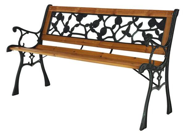Banca gradina FAIZA, negru/nuc, metal/lemn, 126x52x73 cm