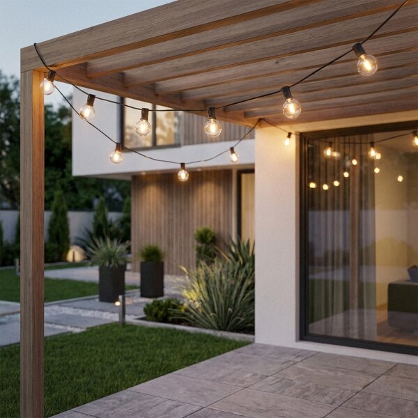 Brilagi - Ghirlandă LED decorativă pentru exterior, 25 x E12, 20 m, negru, IP44, alb cald