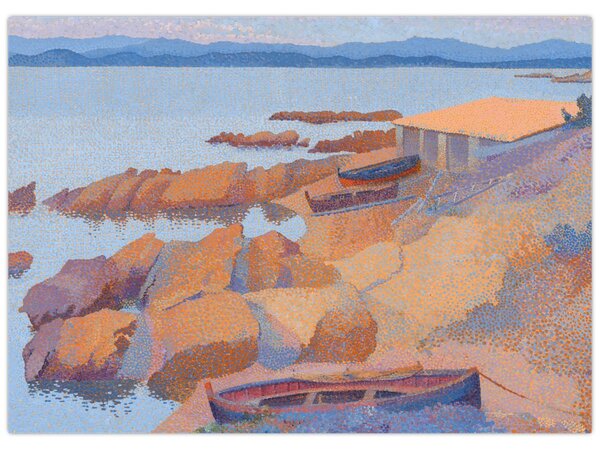 Tablou pe sticlă - Henri Edmond Cross, Calanque des Antibois, reproducere (70x50 cm)