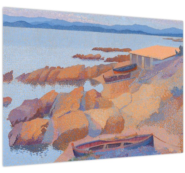 Tablou pe sticlă - Henri Edmond Cross, Calanque des Antibois, reproducere (70x50 cm)