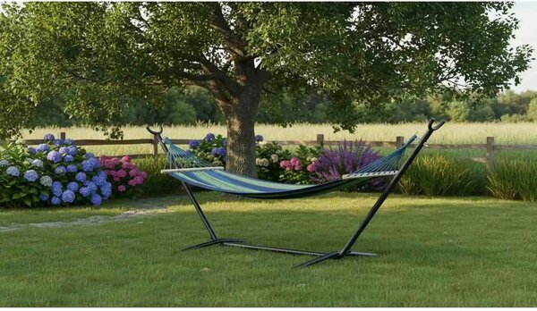 Hamac EVANA NEW, turcoaz/albastru/verde, bumbac/otel