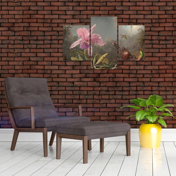 Tablou - Martin Johnson Heade, Cattleya Orchid and Three Hummingbirds, reproducere (90x60 cm)