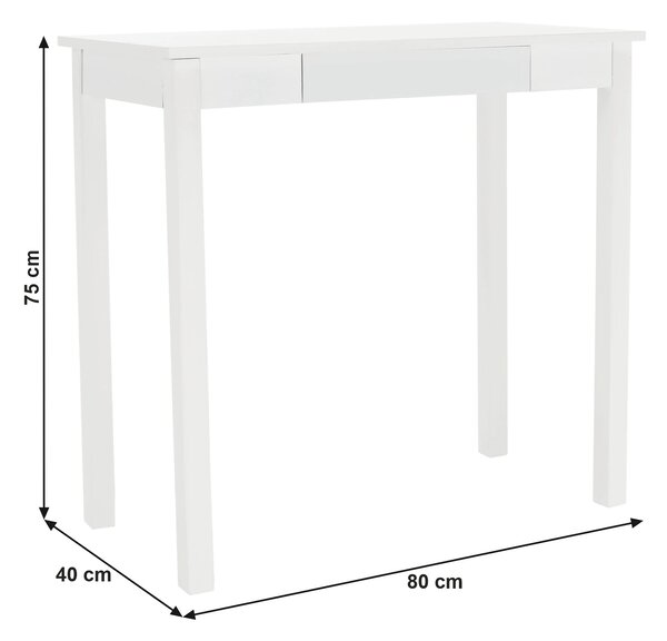 Consola AMYNTAS, alb, 80x40x75 cm