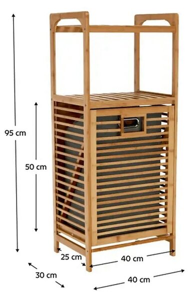 Cos de rufe KERI NEW, stejar auriu, bambus/material textil, 40x30x95 c