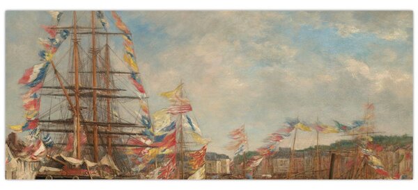 Tablou - Eugène Boudin, Festival in the Harbor of Honfleur, reproducere (120x50 cm)