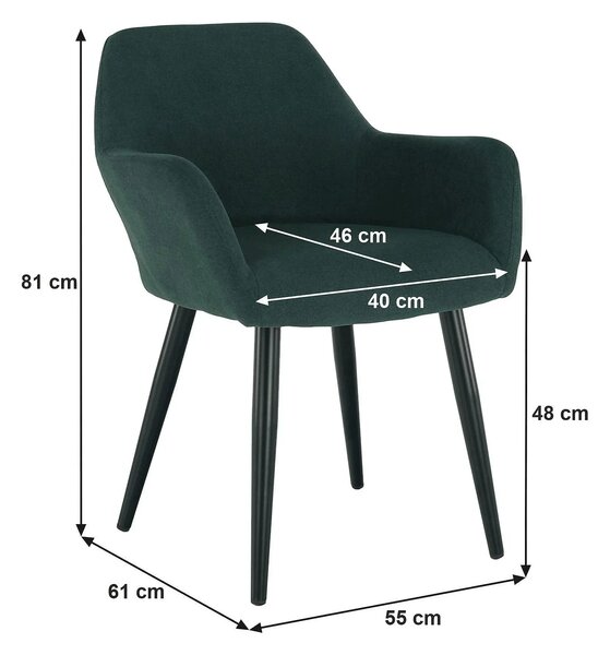 Scaun LACEY, verde/negru, stofa clasica/metal, 55x61x81 cm