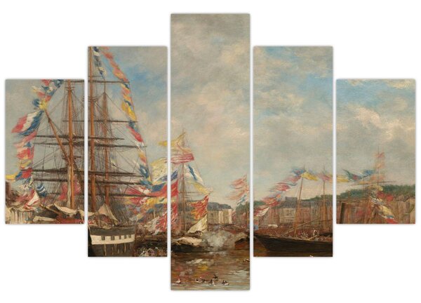 Tablou - Eugène Boudin, Festival in the Harbor of Honfleur, reproducere (150x105 cm)