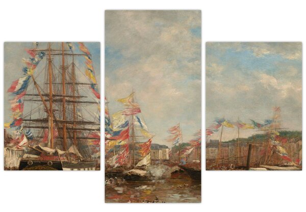 Tablou - Eugène Boudin, Festival in the Harbor of Honfleur, reproducere (90x60 cm)