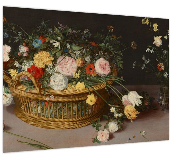 Tablou - Jan Brueghel the Elder, Flowers in a Basket and a Vase, reproducere (70x50 cm)