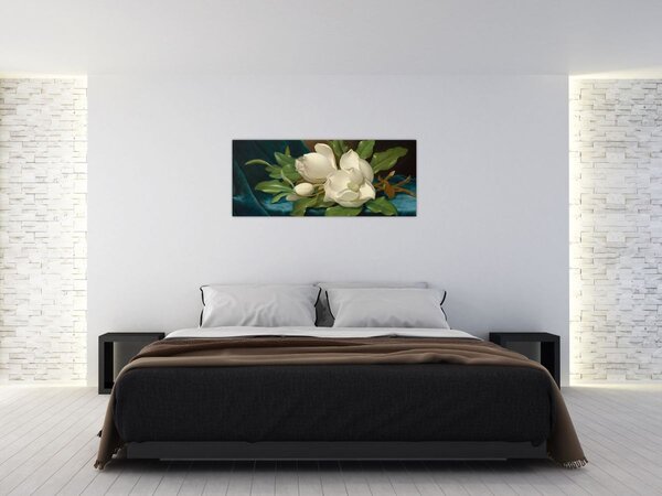 Tablou - Martin Johnson Heade, Giant Magnolias on a Blue Velvet Cloth, reproducere (120x50 cm)