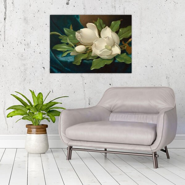 Tablou - Martin Johnson Heade, Giant Magnolias on a Blue Velvet Cloth, reproducere (70x50 cm)