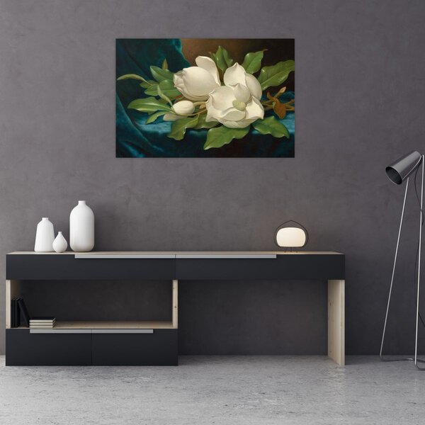 Tablou - Martin Johnson Heade, Giant Magnolias on a Blue Velvet Cloth, reproducere (90x60 cm)