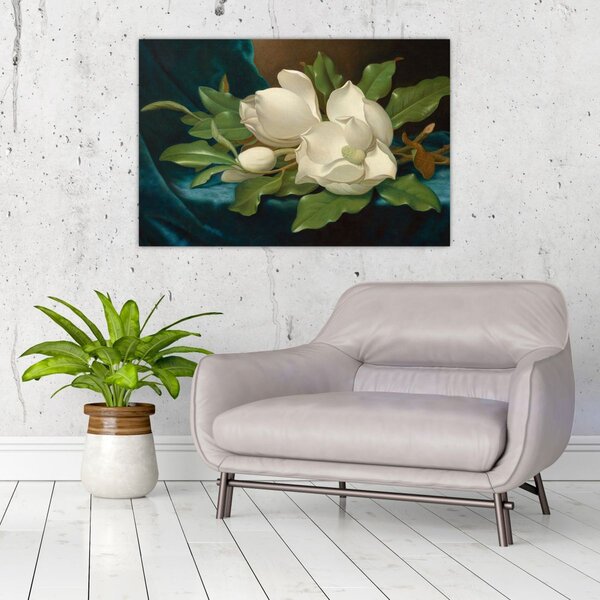 Tablou - Martin Johnson Heade, Giant Magnolias on a Blue Velvet Cloth, reproducere (90x60 cm)