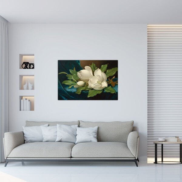 Tablou - Martin Johnson Heade, Giant Magnolias on a Blue Velvet Cloth, reproducere (90x60 cm)