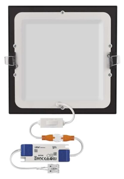 Plafonieră LED încastrată NEXXO, 18W, 230V, 3000/3500/4000K, negru, 22,5 x 22,5 cm