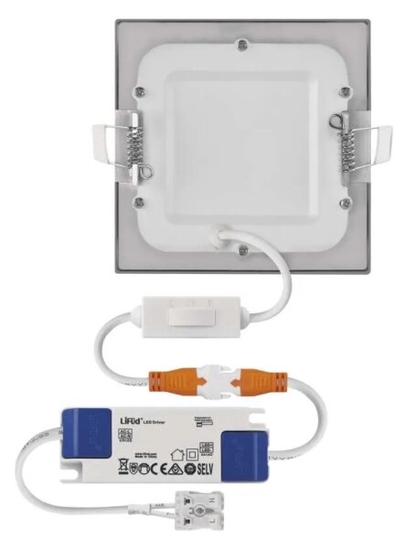 Corp de iluminat LED încastrat NEXXO, 7W, 230V, 3000/3500/4000K, argintiu, 12x12 cm