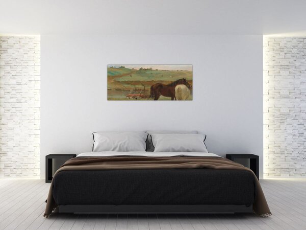 Tablou - Edgar Degas, Horses in a Meadow, reproducere (120x50 cm)
