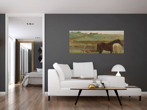 Tablou - Edgar Degas, Horses in a Meadow, reproducere (120x50 cm)