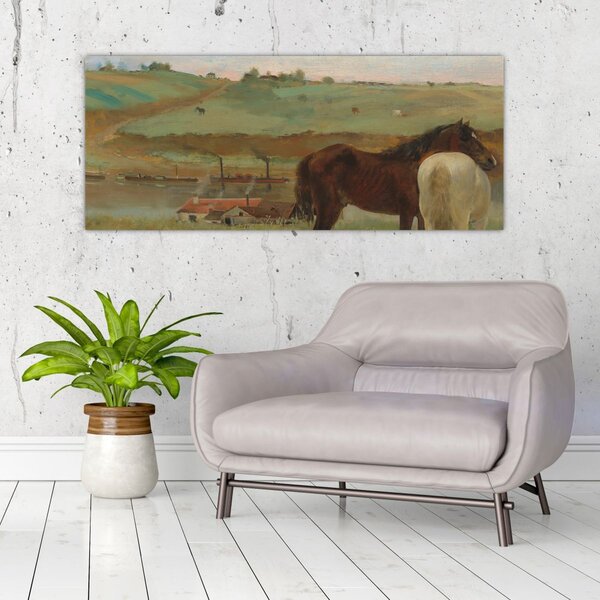 Tablou - Edgar Degas, Horses in a Meadow, reproducere (120x50 cm)