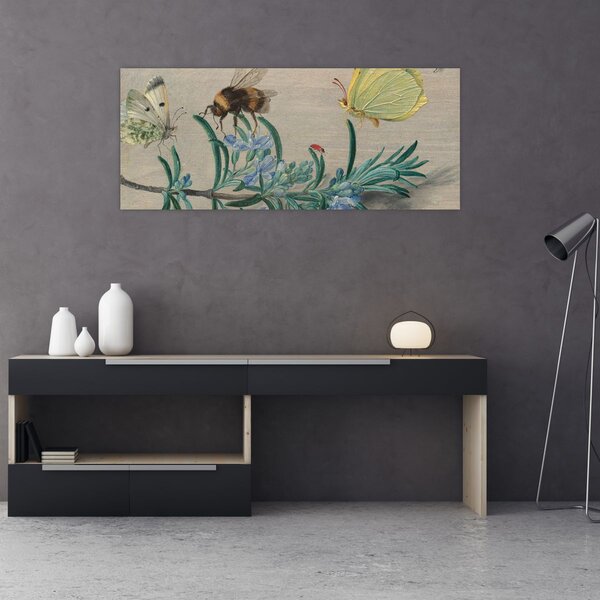 Tablou - Jan van Kessel the Elder, Insects and a Sprig of Rosemary, reproducere (120x50 cm)