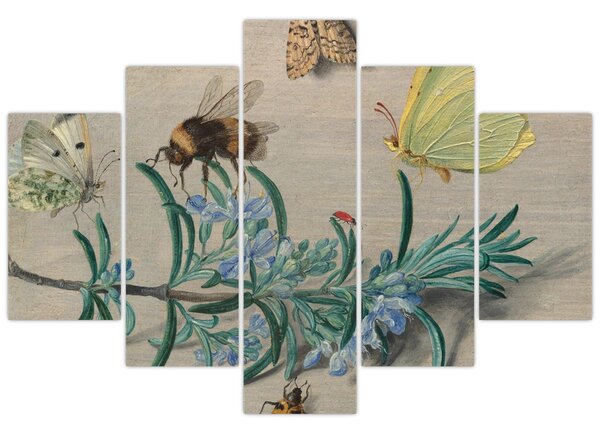 Tablou - Jan van Kessel the Elder, Insects and a Sprig of Rosemary, reproducere (150x105 cm)