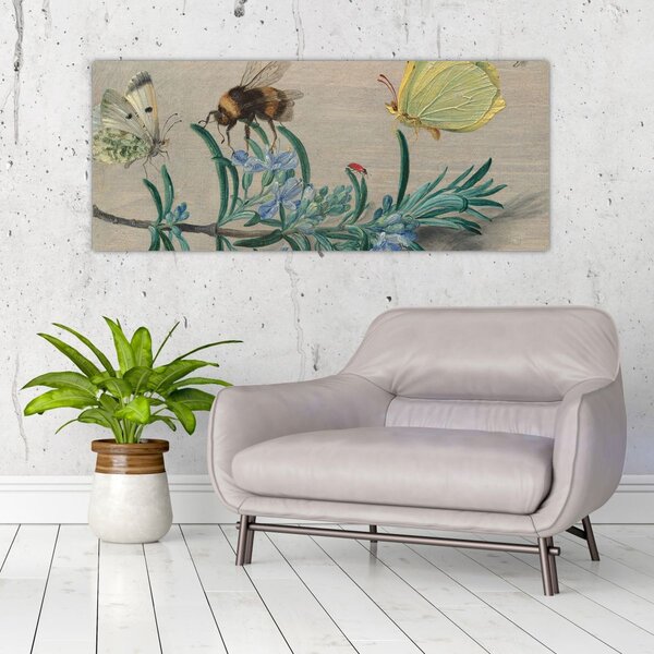 Tablou - Jan van Kessel the Elder, Insects and a Sprig of Rosemary, reproducere (120x50 cm)