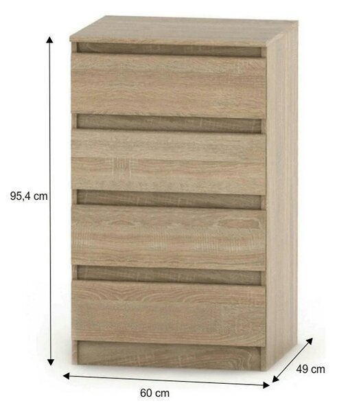 Comoda HANY NEW 014, stejar sonoma, PAL laminat, 60x49x95 cm
