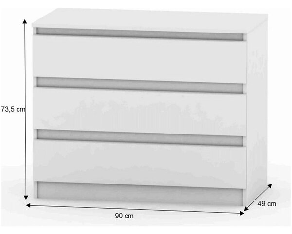 Comoda HANY NEW 003, alb, PAL laminat, 90x49x74 cm