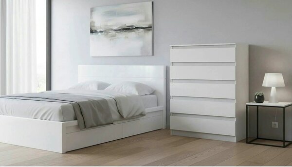 Comoda HANY NEW 005, alb, DTD laminat, 90x49x117 cm