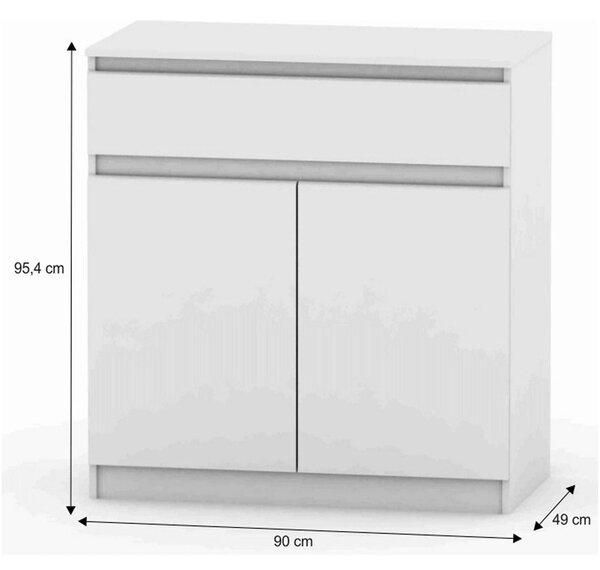 Comoda HANY NEW 007, alb, DTD laminat, 90x49x96 cm