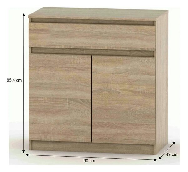 Comoda HANY NEW 007, stejar sonoma, DTD laminat, 90x49x96 cm