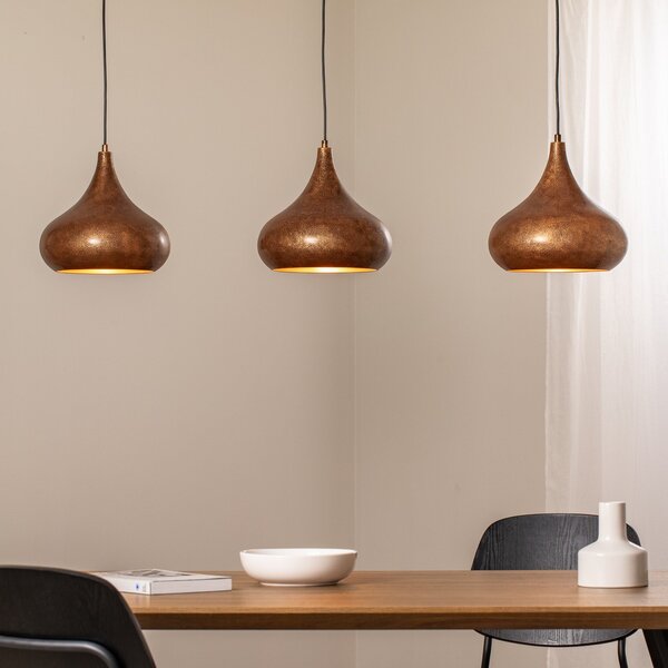 Opviq Lampă suspendată Muba, alamă veche, lungime 120 cm, metal, reglabil, Bronz / Alamă Veche, Camera de zi / sufragerie, Metal