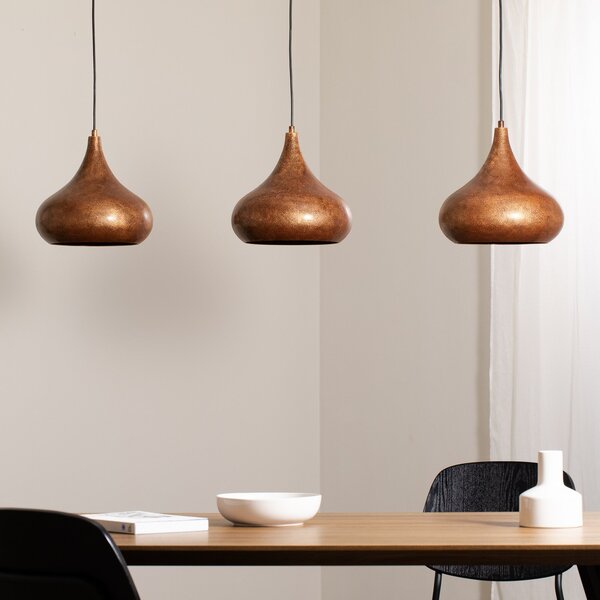 Opviq Lampă suspendată Muba, alamă veche, lungime 120 cm, metal, reglabil, Bronz / Alamă Veche, Camera de zi / sufragerie, Metal
