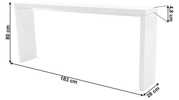 Consola FITRON, alb, PAL laminat, 183x28x80 cm