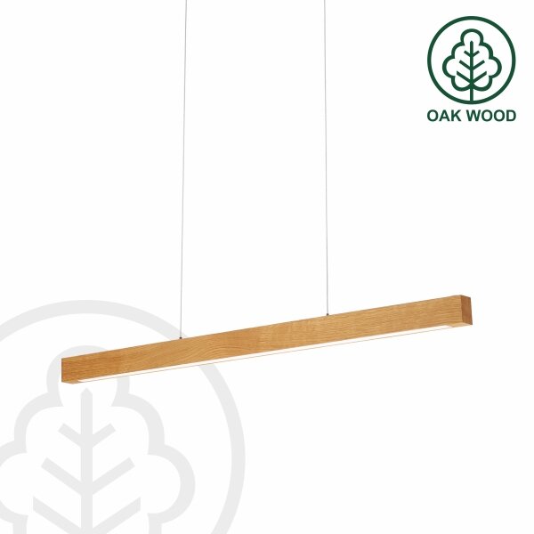 Pendul LED VERDE suspendat pe cablu, 18 W / 230 V, 3000 K, 76 cm, finisaj stejar