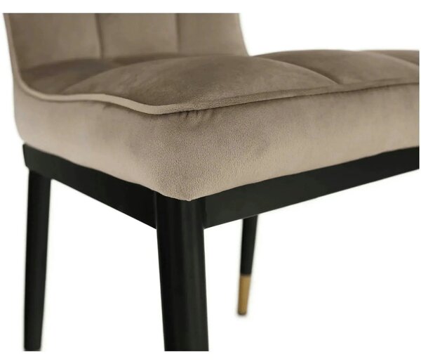 Scaun EPONA, bej/negru, stofa catifelata/metal, 47x45x89 cm