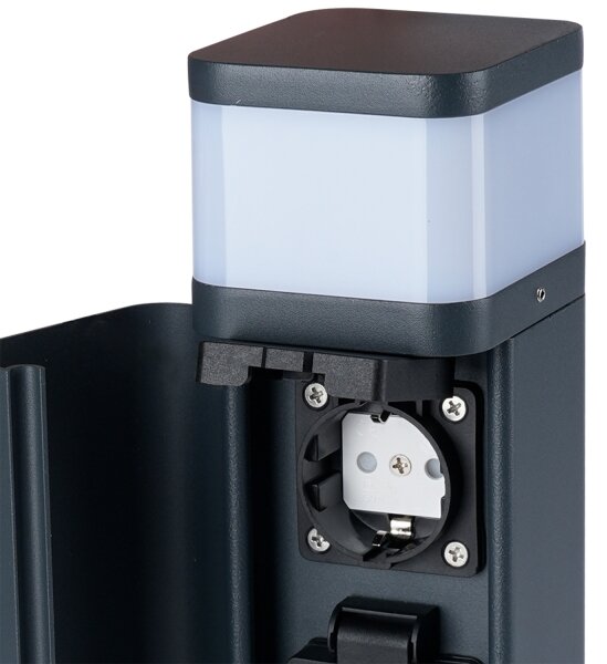 Brilagi PILLAR - Lampă de exterior cu 2 prize SCHUKO, 1xG9/11W/230V, IP44, antracit