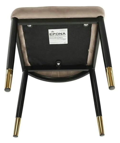 Scaun EPONA, bej/negru, stofa catifelata/metal, 47x45x89 cm