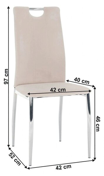 Scaun OLIVA NEW, bej/crom, stofa catifelata/metal, 42x52x97 cm