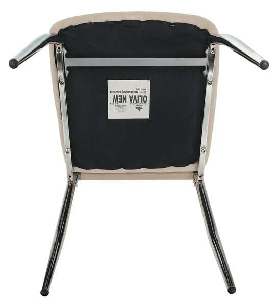 Scaun OLIVA NEW, bej/crom, stofa catifelata/metal, 42x52x97 cm