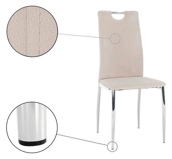 Scaun OLIVA NEW, bej/crom, stofa catifelata/metal, 42x52x97 cm