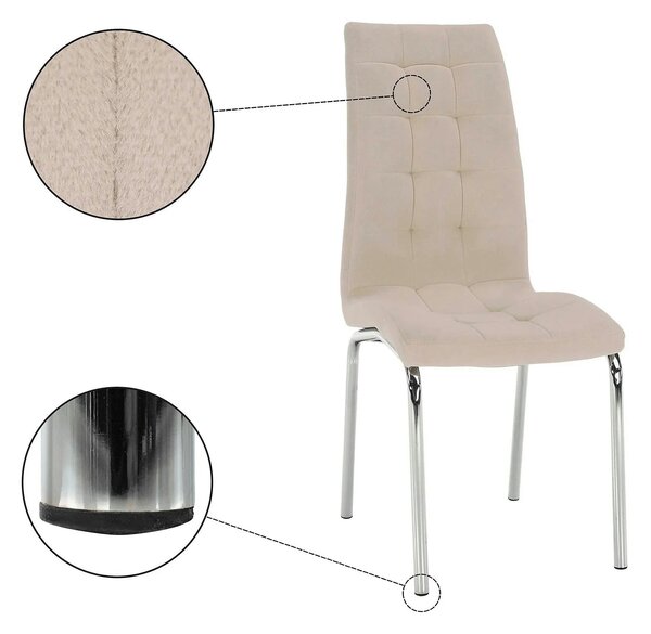 Scaun GERDA NEW, bej, stofa clasica/metal, 42x58x103 cm