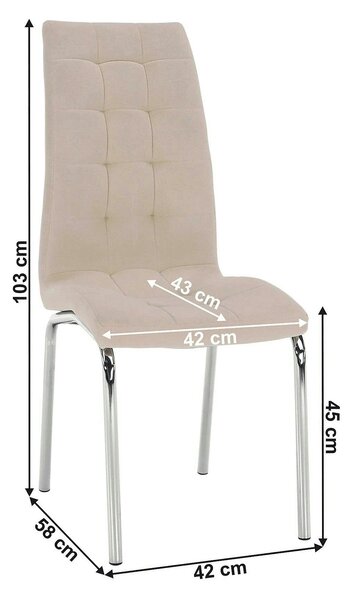 Scaun GERDA NEW, bej, stofa clasica/metal, 42x58x103 cm