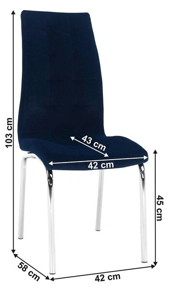 Scaun GERDA NEW, albastru, stofa clasica/metal, 42x58x103 cm
