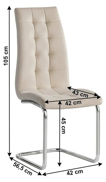 Scaun SALOMA NEW, stofa catifelata/metal, bej, 42x56,5x105 cm