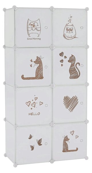 Dulap copii KIRBY, alb/maro, metal/plastic, 75x37x147 cm
