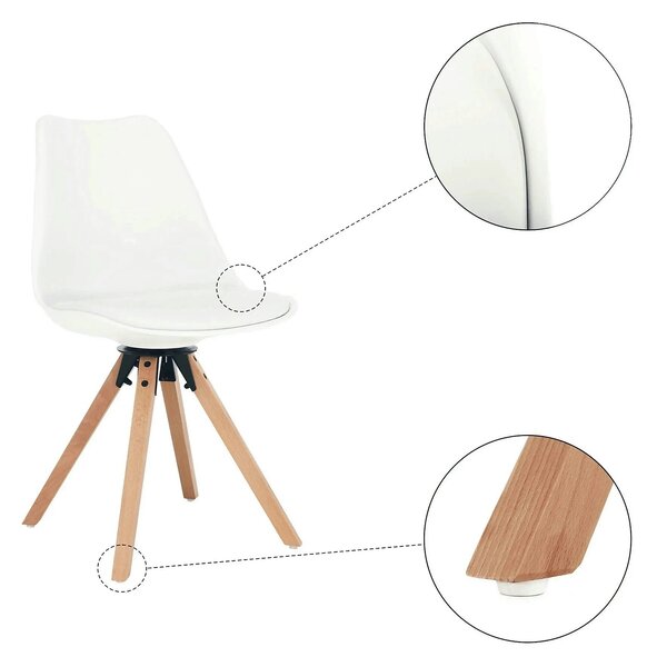 Scaun ETOSA, alb/fag, piele ecologica/plastic/lemn, 48x58x83 cm