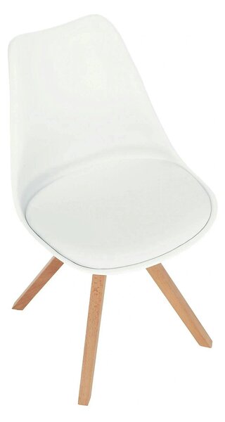 Scaun ETOSA, alb/fag, piele ecologica/plastic/lemn, 48x58x83 cm