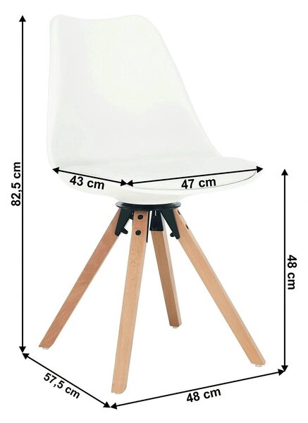 Scaun ETOSA, alb/fag, piele ecologica/plastic/lemn, 48x58x83 cm