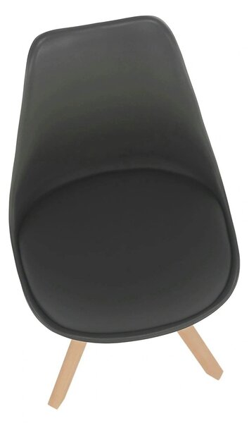 Scaun ETOSA, gri inchis/fag, piele ecologica/plastic/lemn, 48x58x83 cm